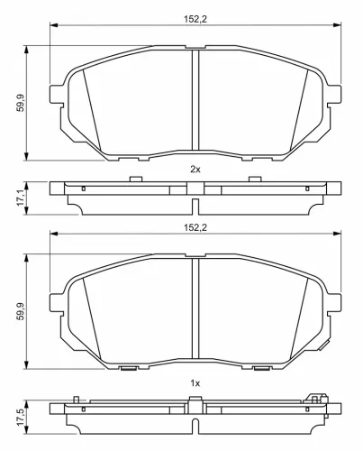 Bremsbelagsatz, Scheibenbremse Vorderachse BOSCH 0 986 494 827 Bild Bremsbelagsatz, Scheibenbremse Vorderachse BOSCH 0 986 494 827