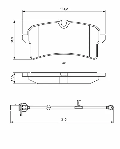 Bremsbelagsatz, Scheibenbremse Hinterachse BOSCH 0 986 494 841 Bild Bremsbelagsatz, Scheibenbremse Hinterachse BOSCH 0 986 494 841