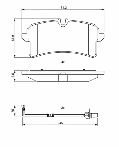 Bremsbelagsatz, Scheibenbremse Hinterachse BOSCH 0 986 494 842 Bild Bremsbelagsatz, Scheibenbremse Hinterachse BOSCH 0 986 494 842