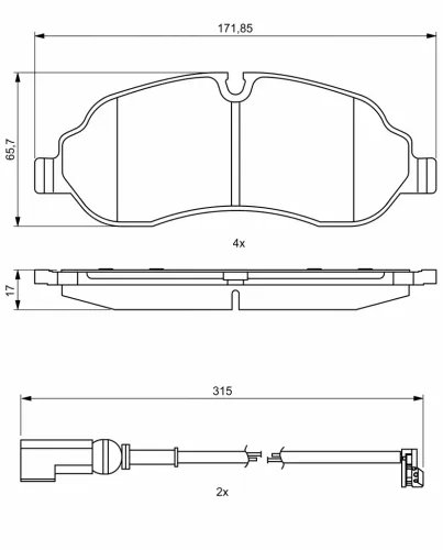Bremsbelagsatz, Scheibenbremse BOSCH 0 986 494 845 Bild Bremsbelagsatz, Scheibenbremse BOSCH 0 986 494 845