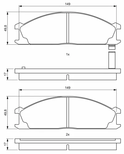 Bremsbelagsatz, Scheibenbremse Vorderachse BOSCH 0 986 494 848 Bild Bremsbelagsatz, Scheibenbremse Vorderachse BOSCH 0 986 494 848