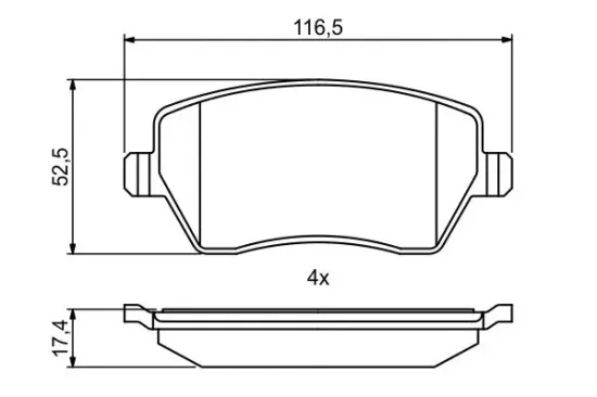 Bremsbelagsatz, Scheibenbremse Vorderachse BOSCH 0 986 494 856 Bild Bremsbelagsatz, Scheibenbremse Vorderachse BOSCH 0 986 494 856