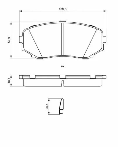 Bremsbelagsatz, Scheibenbremse Vorderachse BOSCH 0 986 494 879 Bild Bremsbelagsatz, Scheibenbremse Vorderachse BOSCH 0 986 494 879