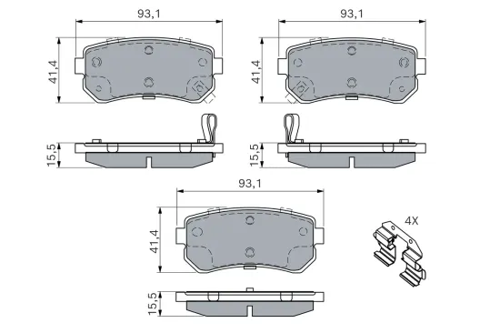 Bremsbelagsatz, Scheibenbremse Hinterachse BOSCH 0 986 494 887 Bild Bremsbelagsatz, Scheibenbremse Hinterachse BOSCH 0 986 494 887