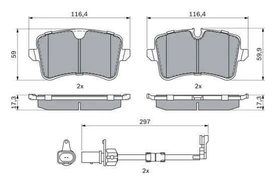 Bremsbelagsatz, Scheibenbremse BOSCH 0 986 494 915 Bild Bremsbelagsatz, Scheibenbremse BOSCH 0 986 494 915