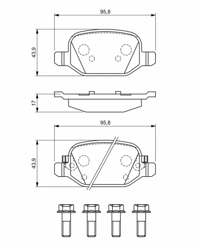 Bremsbelagsatz, Scheibenbremse Hinterachse BOSCH 0 986 494 934 Bild Bremsbelagsatz, Scheibenbremse Hinterachse BOSCH 0 986 494 934