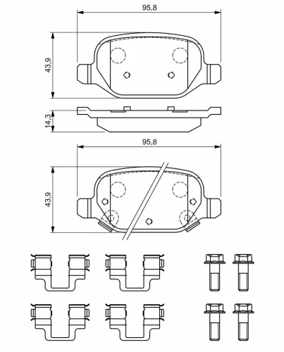 Bremsbelagsatz, Scheibenbremse Hinterachse BOSCH 0 986 494 935 Bild Bremsbelagsatz, Scheibenbremse Hinterachse BOSCH 0 986 494 935