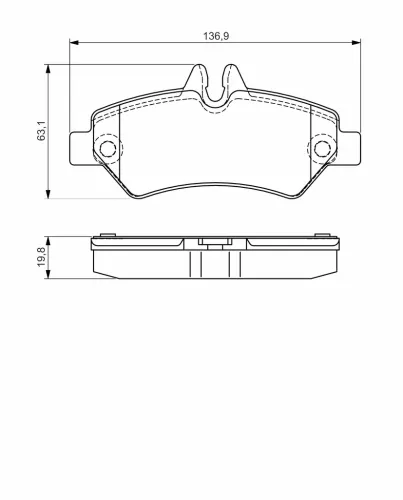 Bremsbelagsatz, Scheibenbremse Hinterachse BOSCH 0 986 495 100 Bild Bremsbelagsatz, Scheibenbremse Hinterachse BOSCH 0 986 495 100