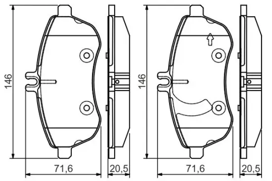 Bremsbelagsatz, Scheibenbremse Vorderachse BOSCH 0 986 495 104 Bild Bremsbelagsatz, Scheibenbremse Vorderachse BOSCH 0 986 495 104