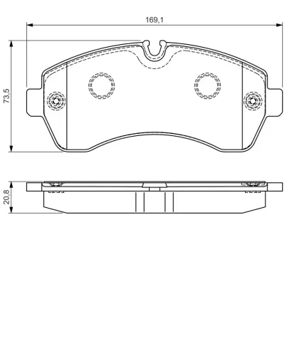 Bremsbelagsatz, Scheibenbremse Vorderachse BOSCH 0 986 495 107 Bild Bremsbelagsatz, Scheibenbremse Vorderachse BOSCH 0 986 495 107