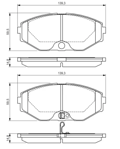 Bremsbelagsatz, Scheibenbremse Vorderachse BOSCH 0 986 495 147 Bild Bremsbelagsatz, Scheibenbremse Vorderachse BOSCH 0 986 495 147
