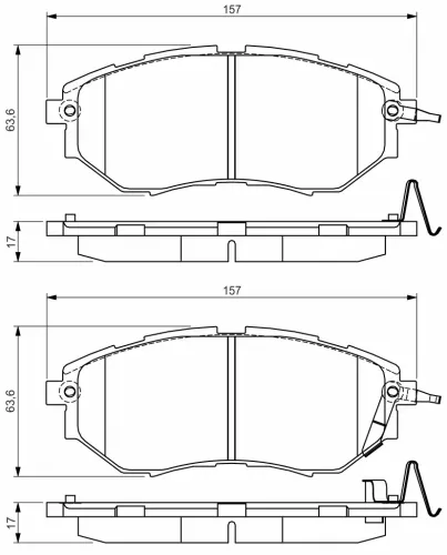 Bremsbelagsatz, Scheibenbremse Vorderachse BOSCH 0 986 495 156 Bild Bremsbelagsatz, Scheibenbremse Vorderachse BOSCH 0 986 495 156