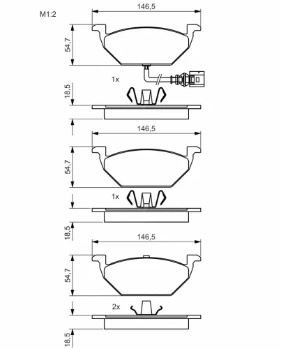 Bremsbelagsatz, Scheibenbremse Vorderachse BOSCH 0 986 495 213 Bild Bremsbelagsatz, Scheibenbremse Vorderachse BOSCH 0 986 495 213