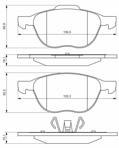 Bremsbelagsatz, Scheibenbremse Vorderachse BOSCH 0 986 495 215 Bild Bremsbelagsatz, Scheibenbremse Vorderachse BOSCH 0 986 495 215