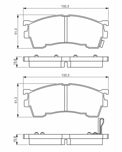 Bremsbelagsatz, Scheibenbremse Vorderachse BOSCH 0 986 495 265 Bild Bremsbelagsatz, Scheibenbremse Vorderachse BOSCH 0 986 495 265