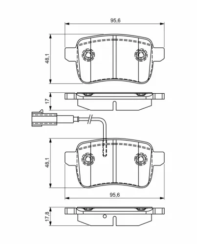 Bremsbelagsatz, Scheibenbremse Hinterachse BOSCH 0 986 495 305 Bild Bremsbelagsatz, Scheibenbremse Hinterachse BOSCH 0 986 495 305