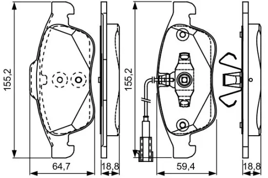 Bremsbelagsatz, Scheibenbremse BOSCH 0 986 495 312 Bild Bremsbelagsatz, Scheibenbremse BOSCH 0 986 495 312