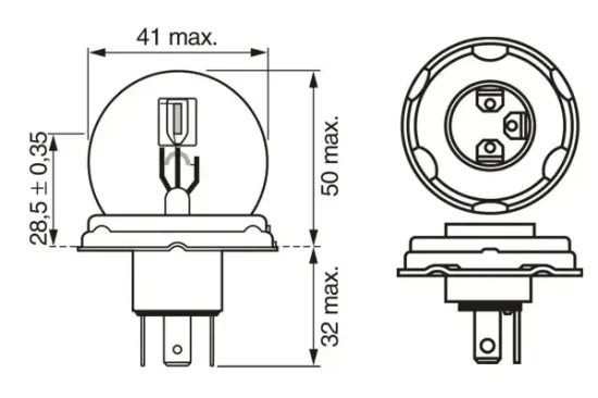 Glühlampe, Fernscheinwerfer 12 V 45/40 W R2 (Bilux) BOSCH 1 987 302 826 Bild Glühlampe, Fernscheinwerfer 12 V 45/40 W R2 (Bilux) BOSCH 1 987 302 826