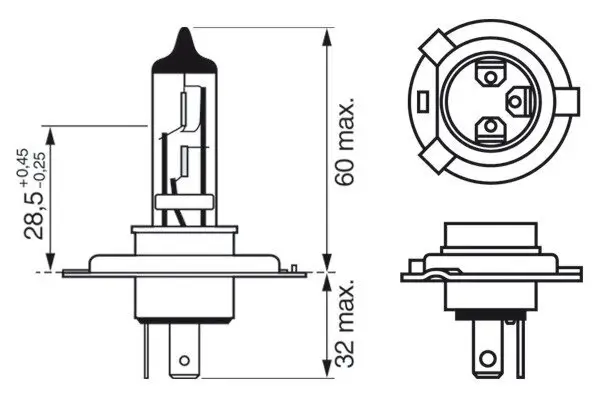 Glühlampe, Fernscheinwerfer 12 V 60/55 W H4 BOSCH 1 987 302 833 Bild Glühlampe, Fernscheinwerfer 12 V 60/55 W H4 BOSCH 1 987 302 833