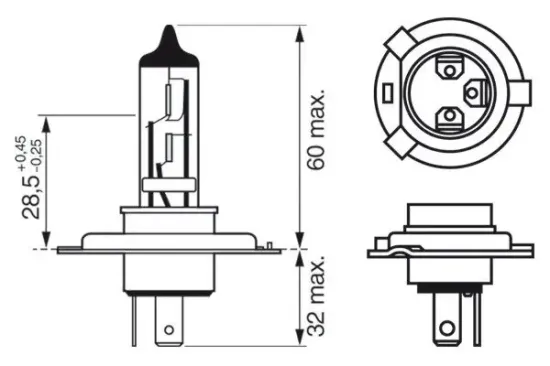 Glühlampe, Fernscheinwerfer 12 V 60/55 W H4 BOSCH 1 987 301 144 Bild Glühlampe, Fernscheinwerfer 12 V 60/55 W H4 BOSCH 1 987 301 144