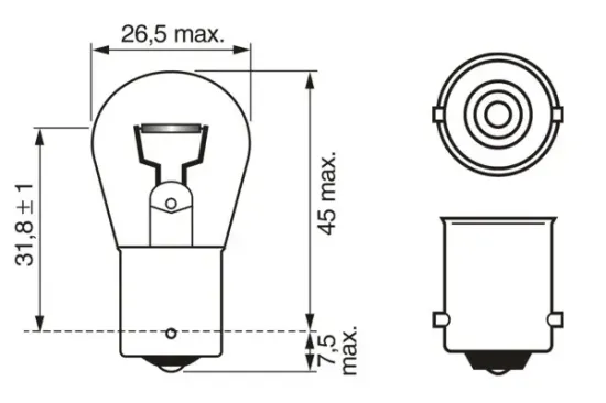 Glühlampe, Blinkleuchte 24 V 21 W P21W BOSCH 1 987 302 701 Bild Glühlampe, Blinkleuchte 24 V 21 W P21W BOSCH 1 987 302 701