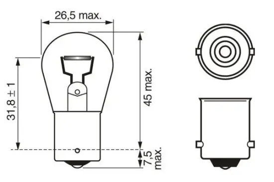 Glühlampe, Blinkleuchte 12 V 21 W P21W BOSCH 1 987 301 050 Bild Glühlampe, Blinkleuchte 12 V 21 W P21W BOSCH 1 987 301 050