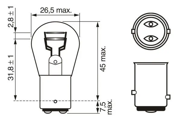 Glühlampe, Blinkleuchte 24 V 21 W P21/5W BOSCH 1 987 302 867 Bild Glühlampe, Blinkleuchte 24 V 21 W P21/5W BOSCH 1 987 302 867