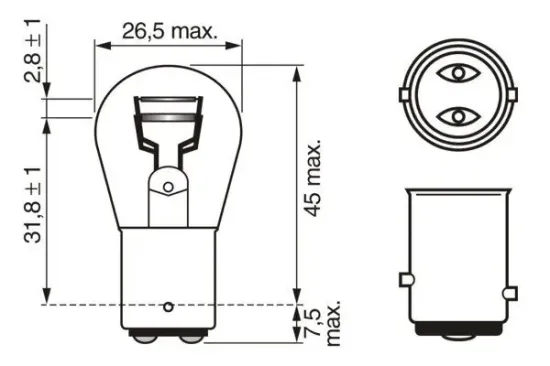 Glühlampe, Blinkleuchte 12 V 21/5 W P21/5W BOSCH 1 987 301 055 Bild Glühlampe, Blinkleuchte 12 V 21/5 W P21/5W BOSCH 1 987 301 055