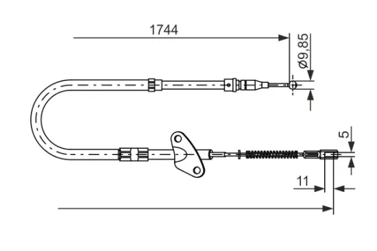 Seilzug, Feststellbremse hinten rechts BOSCH 1 987 477 121 Bild Seilzug, Feststellbremse hinten rechts BOSCH 1 987 477 121