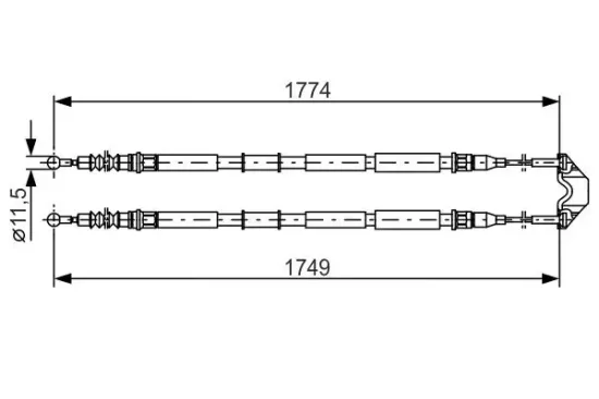Seilzug, Feststellbremse Mitte BOSCH 1 987 477 163 Bild Seilzug, Feststellbremse Mitte BOSCH 1 987 477 163