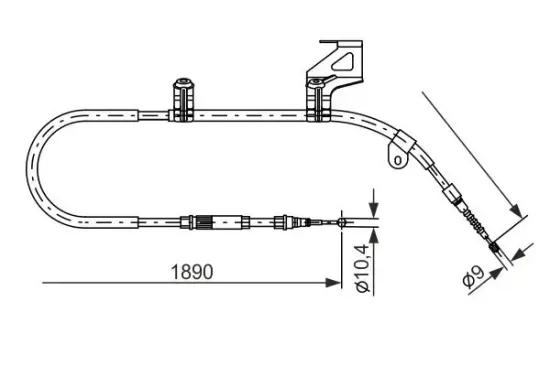 Seilzug, Feststellbremse hinten rechts BOSCH 1 987 477 804 Bild Seilzug, Feststellbremse hinten rechts BOSCH 1 987 477 804