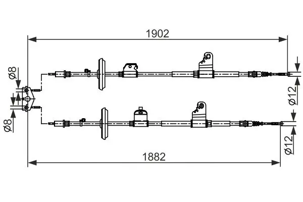 Seilzug, Feststellbremse hinten hinten hinten links hinten rechts BOSCH 1 987 482 562
