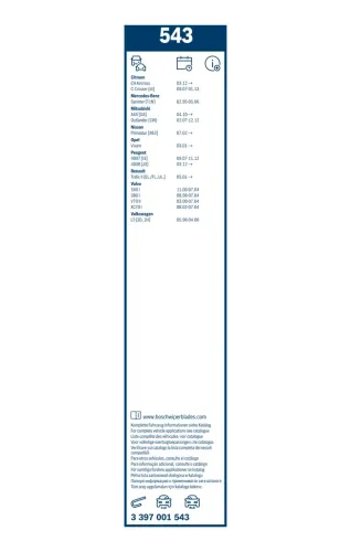 Wischblatt vorne BOSCH 3 397 001 543 Bild Wischblatt vorne BOSCH 3 397 001 543
