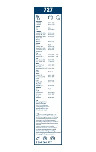 Wischblatt vorne BOSCH 3 397 001 727 Bild Wischblatt vorne BOSCH 3 397 001 727