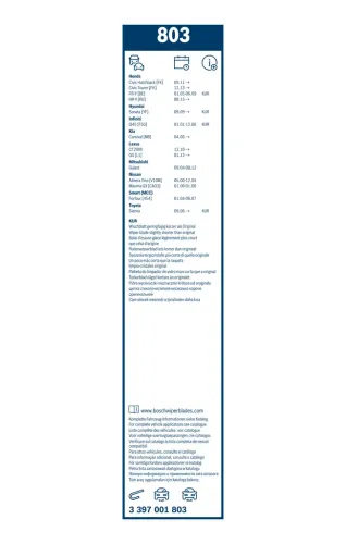 Wischblatt vorne BOSCH 3 397 001 803 Bild Wischblatt vorne BOSCH 3 397 001 803