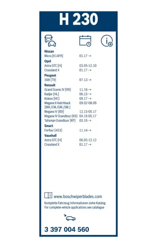 Wischblatt hinten BOSCH 3 397 004 560 Bild Wischblatt hinten BOSCH 3 397 004 560