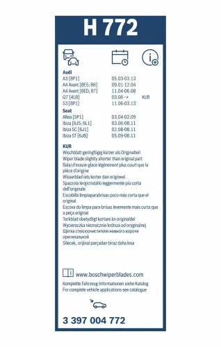 Wischblatt BOSCH 3 397 004 772 Bild Wischblatt BOSCH 3 397 004 772