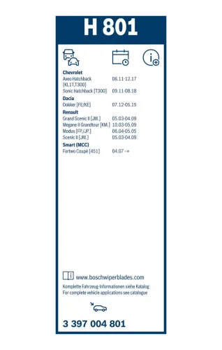 Wischblatt hinten BOSCH 3 397 004 801 Bild Wischblatt hinten BOSCH 3 397 004 801
