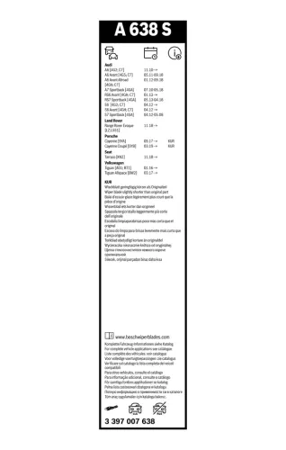 Wischblatt BOSCH 3 397 007 638 Bild Wischblatt BOSCH 3 397 007 638
