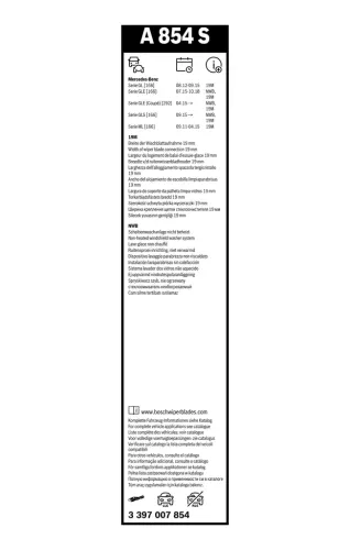 Wischblatt vorne BOSCH 3 397 007 854 Bild Wischblatt vorne BOSCH 3 397 007 854