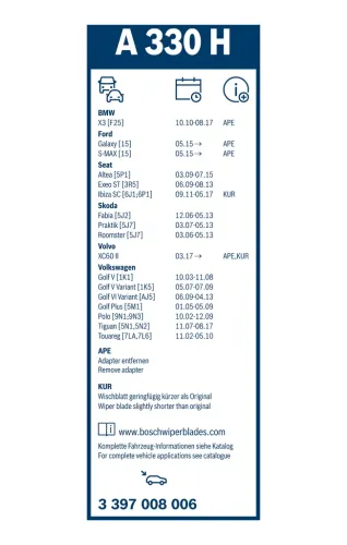 Wischblatt BOSCH 3 397 008 006 Bild Wischblatt BOSCH 3 397 008 006