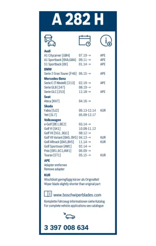 Wischblatt BOSCH 3 397 008 634 Bild Wischblatt BOSCH 3 397 008 634