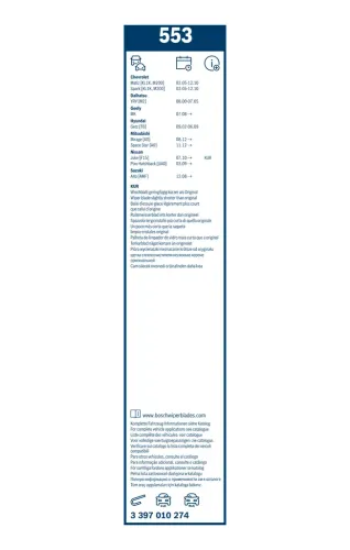 Wischblatt vorne BOSCH 3 397 010 274 Bild Wischblatt vorne BOSCH 3 397 010 274
