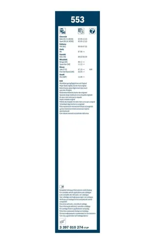 Wischblatt vorne BOSCH 3 397 010 274 Bild Wischblatt vorne BOSCH 3 397 010 274