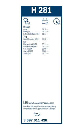 Wischblatt BOSCH 3 397 011 428 Bild Wischblatt BOSCH 3 397 011 428