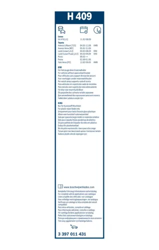 Wischblatt BOSCH 3 397 011 431 Bild Wischblatt BOSCH 3 397 011 431