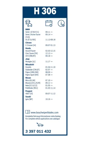 Wischblatt BOSCH 3 397 011 432 Bild Wischblatt BOSCH 3 397 011 432