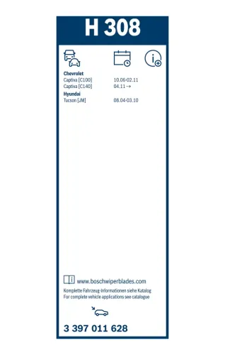 Wischblatt hinten BOSCH 3 397 011 628 Bild Wischblatt hinten BOSCH 3 397 011 628