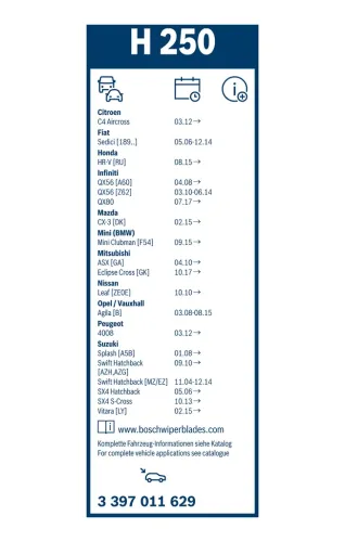 Wischblatt BOSCH 3 397 011 629 Bild Wischblatt BOSCH 3 397 011 629