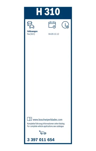 Wischblatt hinten BOSCH 3 397 011 654 Bild Wischblatt hinten BOSCH 3 397 011 654